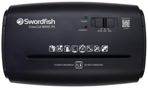 Swordfish 800XC-P4 Cross Cut Shredder | 28989J | Snopake Brands