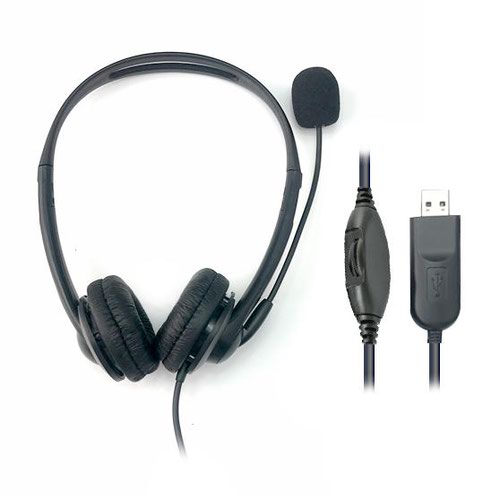 HiHo 218B Binaural USB-A Headset with Boom Mic
