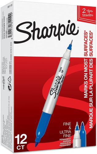 Sharpie S0811120 Twin Tip Blue Pens Pack of 12