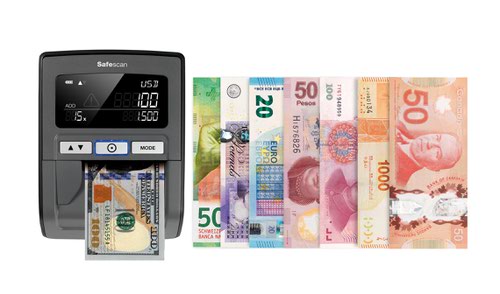 The Safescan 185-S is one of the most advanced counterfeit detectors yet. Equipped with the latest technology, this device takes only a fraction of a second to scan currencies for seven crucial security features, no matter which way you insert them. The convenient banknote feeder guide ensures banknotes are always fed into the detector correctly.The Safescan 185-S uses the latest counterfeit detection technology to check for seven advanced security features built into today’s currencies: infrared ink, magnetic ink, metallic thread, colour, size, thickness and watermark. The technology inside the 185-S is so reliable it will also detect double notes, half notes and even the superdollar, the most sophisticated counterfeit banknote ever created. Its proven 100% accuracy will eliminate any doubts about whether the note you’re holding is genuine or counterfeit.The 185-S is regularly put through rigorous testing by major central banks around the world, using their latest test decks of both genuine and counterfeit notes. Time and time again, the 185-S passes these tests with flying colours by reliably identifying both counterfeit and authentic notes with proven 100% accuracy.The 185-S has an intuitive control panel and a large, crisp display. Three clearly labelled buttons provide easy access to all its features. The spacious LCD screen tells you exactly what you need to know: currency type, denomination, and the number of notes authenticated. If you’ve turned on the ADD function, it will also tell you the total value of notes counted. And since it takes less than half a second to verify each note, you’ll have your answer before the customer can even blink.The 185-S has been designed with countertop use in mind. Its compact size takes up a minimum of space beside your register, and its sleek look suits every business interior. The top-quality materials and elegant design subtly tell customers you’re using the best equipment counterfeit detection has to offer.Central banks are constantly updating their banknotes to incorporate the newest security features and make it even harder for counterfeiters to succeed. Our dedicated currency management team notifies you whenever there’s an update for your 185-S; all you have to do is install it using the USB port or MicroSD slot on the back of the device.Taking your business on the road? The 185-S’s compact size and optionally available LB-105 rechargeable battery allow you to verify notes wherever you go. With up to 30 hours of mobile use, you can accept cash payments anywhere with confidence.Default currencies: EUR, USD, GBP, CAD, MXN, CHF, CNY, HKD