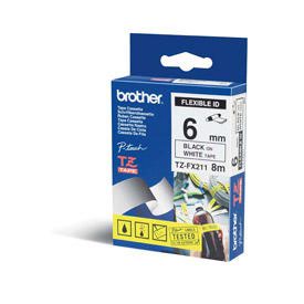 Brother P-touch Tapes are built with tough and durable professional grade materials and adhesives.  Developed to meet the needs of tradespeople and other professionals looking for reliable long-term identification that withstands the test of time.With a specially formulated adhesive to wrap easily and securely around wires and cables with a diameter of 3mm or larger.  The Brother TZe-FX211 labelling tape is also suitable for use on other tightly curved surfaces such as pipes and conduits. Barcodes and other detailed information can be included when used in the style of a cable flag.These self-adhesive laminated labels can withstand extremes of temperatures and are resistant to chemicals, abrasion, sunlight and water. Meaning when you label something on-site, it stays labelled.TZe tape cassettes are quick and easy to install and come in various label widths, colours and materials. So, no matter what the job, Pro Tapes can provide you with crisp, sharp and easily readable labels to get the job done.Developed for electricians, network infrastructure, panel builders and other industries that require a reliable wire andcable identification solution, this tape can also be used to mark pipes or other smaller cylindrical shaped items where other tapes may peel over time.Applications:Electrical wires and cablesPower cordsLAN cables (Patch cord or permanent link)Computer cables (USB cables, Data cables)Compatible with the following Brother Label Machines:PT-D800W PT-E300VP PT-E550WSP PT-E550WVP PT-E550WVPNI PT-P900W PT-P950NW