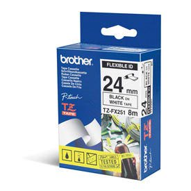 Brother TZEFX251 Black on White 8M x 24mm Flexi Tape