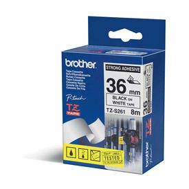 Brother TZES261 Black on White 8M x 36mm Strong Adhesive Tape