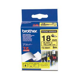 Brother TZES641 Black on Yellow 8M x 18mm Strong Adhesive Tape