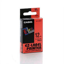 14424J - Casio XR-12RD Black on Red 12mm Tape