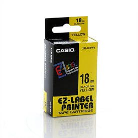 14433J - Casio XR-18YW Black on Yellow 18mm Tape