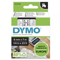 Dymo 43613 D1 6mm x 7m Black on White Tape