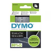 Dymo 45020 D1 12mm x 7m White on Clear Tape