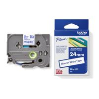 Brother TZE253 Blue on White 8M x 24mm Gloss Tape