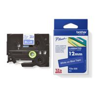 Brother TZE535 White on Blue 8M x 12mm Gloss Tape