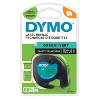 Dymo 91204 12mm x 4m Black On Green Plastic Tape
