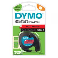 Dymo 91203 12mmx4m Black On Red Plastic Tape