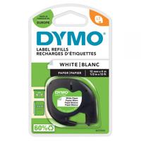 Dymo 91200 12mmx4m Black On White Paper Tape