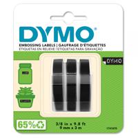 Dymo S0847730 White on Black Embossing Tape Pack of 3