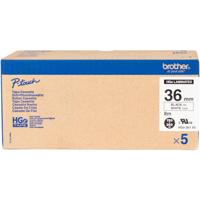 Brother HGE-261V5 Black on White 8M x 36mm High Grade Tape 5pk