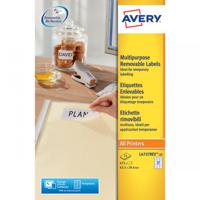 Avery L4737REV-25 Multipurpose Removable Labels 25 sheets - 27 Labels per Sheet