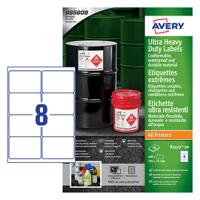 Avery B3427-50 Ultra Resistant Labels 50 sheets - 8 Labels per Sheet