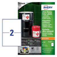 Avery B7168-50 Ultra Resistant Labels 50 sheets - 2 Labels per Sheet