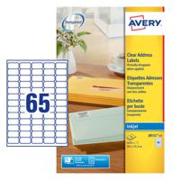 Avery J8551-25 Clear Address Labels 25 sheets - 65 Labels per Sheet