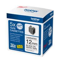 Brother TZE231M5 5 Pack Black on White 8M x 12mm Gloss Tape