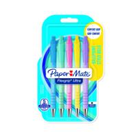 Paper Mate 2152934 Flexgrip Pastel 5 pack Black ink Retractable Ball Pen