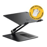 Alogic Elite Adjustable Laptop Riser Space Grey with Free KeyLight 2,000mAh Portable Power Bank