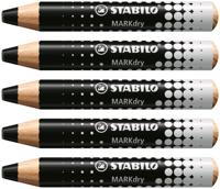 STABILO MARKdry Whiteboard and Flipchart Marker Pencil Pack of 5 Black