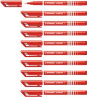 STABILO SENSOR fine Fineliner with Cushioned F-Tip Pack of 10 Red