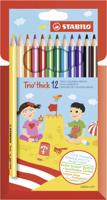 STABILO Trio thick Triangular Colouring Pencil Pack of 12 Assorted Col