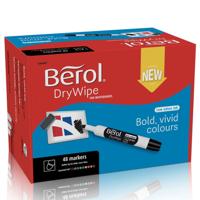 Berol Dry Wipe Whiteboard Marker Pens Assorted colours Bullet Tip Pack of 48