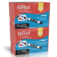 Berol Dry Wipe Whiteboard Marker Pens Assorted colours Bullet Tip Pack of 96