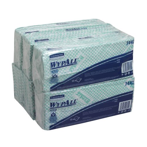 Keep your site areas clean and tidy with these Wypall Cleaning Cloths. These cloths have been manufactured from unique HYDROKNIT fabric with excellent absorbency, making them perfect for mopping up and cleaning your site on a daily basis, as well as dealing with spills and avoiding stains. Packaged in pop-up dispensers to keep cloths hygienic and easy to access, these green cloths can be used to implement colour coded cleaning to avoid cross-contamination. This pack contains 50 green cloths.