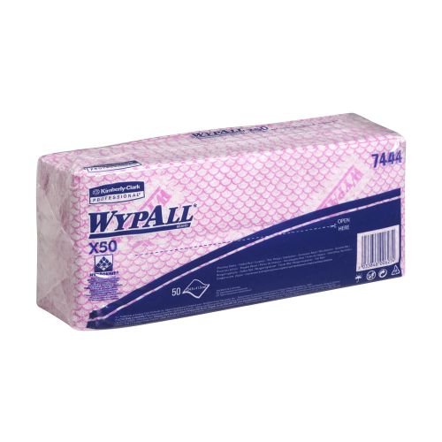 Wypall X50 Cleaning Cloths Absorbent Strong Non-woven Tear-resistant Red Ref 7444 [Pack 50] Kimberly-Clark