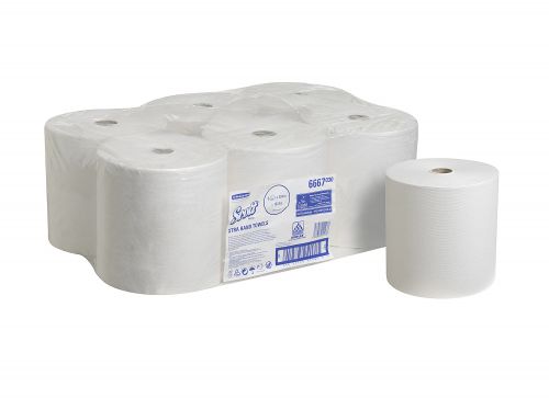 Scott 6667 Hand Towel Rolls 1-Ply White 200mm x 304m [Pack 6]