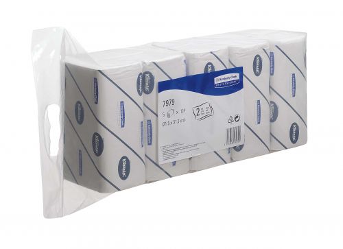 5 x 124 serviettes Kleenex 7979 Ultra Essuie Mains Enchevêtrés 124 Formats 2 Épaisseur Blanc 
