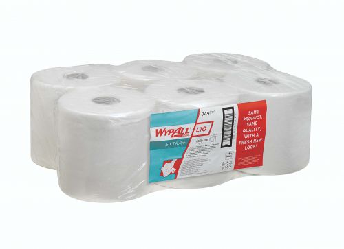 Wypall L10 Roll Control Wiper White 400 Sheets (Pack of 6) 7491