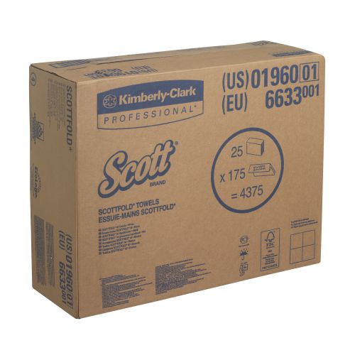 Scott 1-Ply M-Fold Hand Towels 175 Sheets (Pack of 25) 6633 - KC01114