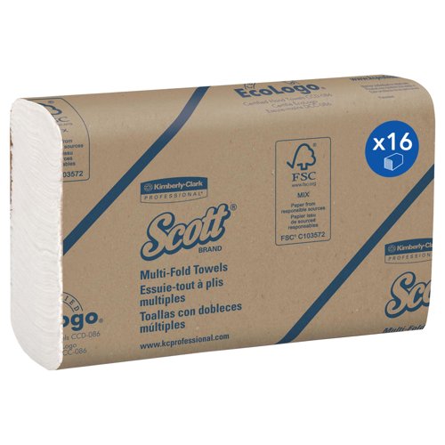 Scott® Multifold Hand Towels 1804 - Z Fold Paper Towels - 16 Packs x 250 White Paper Hand Towels (4,000 total)