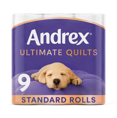 Andrex® Ultimate Quilts Toilet Tissue, 3-Ply Standard Rolls, 4 Packs x 9 Rolls x 155 Sheets (36 x 5580 Sheets total)