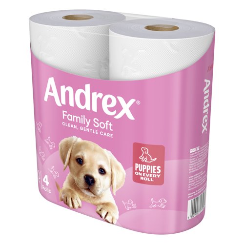 Andrex® Family Soft Toilet Tissue, 2-Ply Standard Rolls, 6 Packs x 4 Rolls x 170 Sheets (24 x 4080 Sheets total)