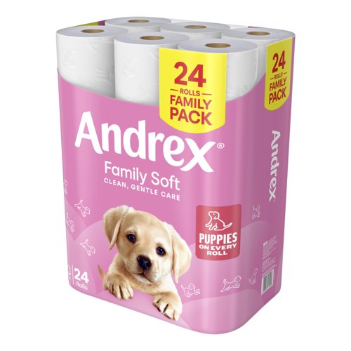 Andrex® Family Soft Toilet Tissue, 2-Ply Standard Rolls, 1 Packs x 24 Rolls x 170 Sheets (24 x 4080 Sheets total)