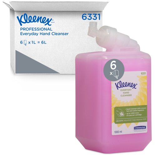 Kleenex® Everyday Use Hand Cleanser 6331 - Pink Hand Wash - 6 x 1 Litre Hand Wash Refills (6 Litre total)