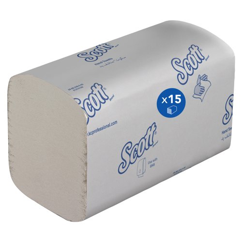 Scott® Essential™ Compact Interfolded Hand Towels 6637 - 15 packs x 340 white, 1 ply sheets, small