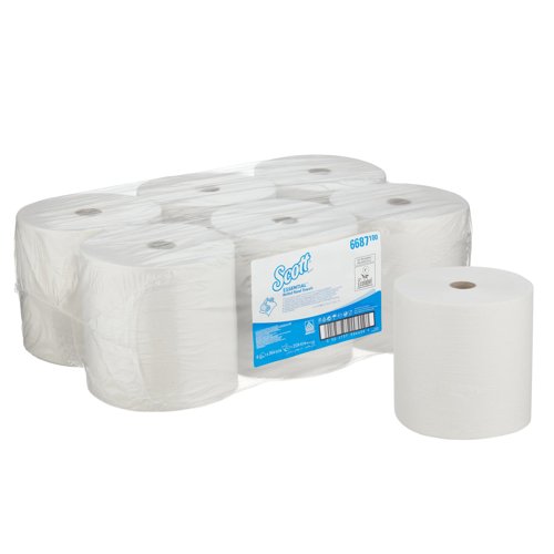 Scott® Essential™ XL Hand Towels 6687 - 6 x 354m white, 1 ply rolls