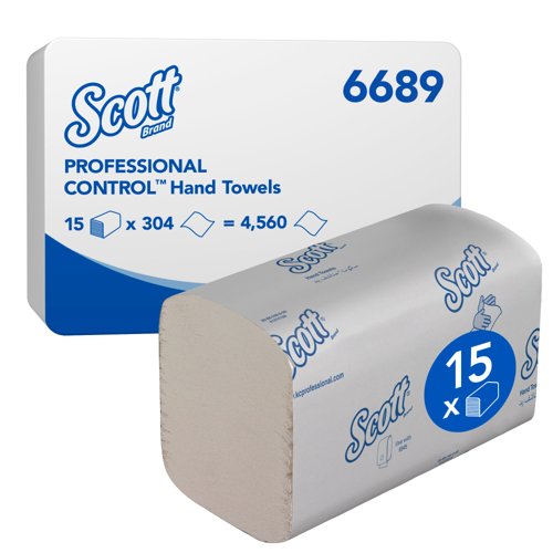 Scott® Control™ Interfold Hand Towels 6689 - Disposable Paper Towels - 15 Packs x 304 White Paper Hand Towels (4,560 Total)
