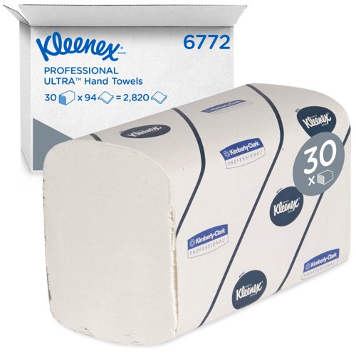 Kleenex® Ultra™ Interfolded Hand Towels 6772 - 30 packs x 94 white, 2 ply sheets