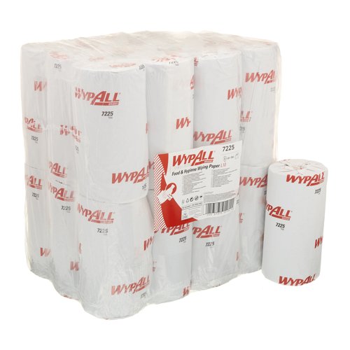 WypAll® Food & Hygiene Wiping Paper L10 Compact Roll 7225 - 24 rolls x 165 sheets, 1 ply, blue