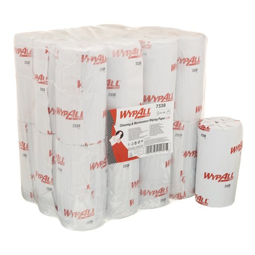 WypAll® Cleaning & Maintenance Wiping Paper L20 Compact Rolls 7338 - 24 rolls x 116 sheets, 2 ply, blue