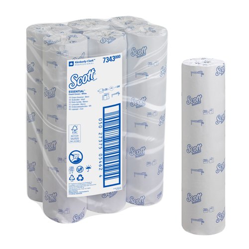Scott® Essential  Couch Cover 7343 - 6 rolls x 200 White, 1 ply sheets