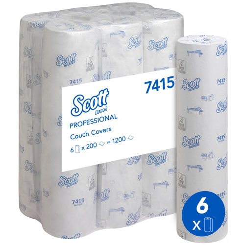 Scott® Extra Couch Cover (51W) 7415 - 6 rolls x 200 white, 2 ply sheets